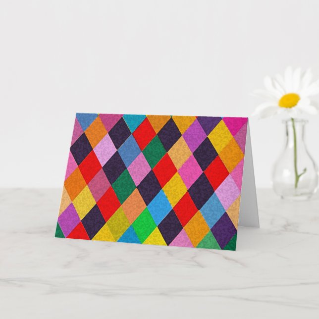 Cartão Padrão HARLEQUIM DE MARDI GRAS Rhombi Coloridos  C (Planta pequena)