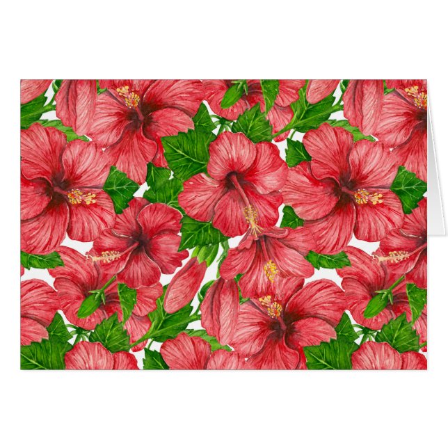 Cartão Padrão hibiscus vermelho II (Frente Horizontal)