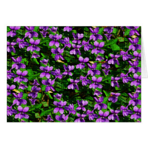Cartão Padrão Mosaico Violeta Violeta de Madeira de Flor