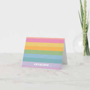 Cartão Padrão Pastel Listrado Colorido Personalizado Fofo