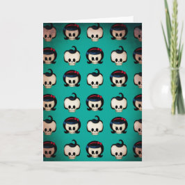 Cartão Padrão Rockabilly Skulls