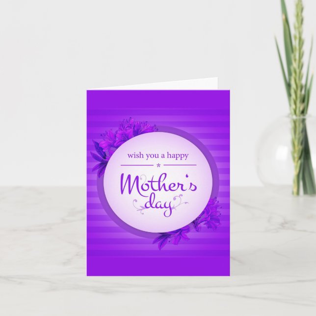 Cartão Padrão roxo do dia das mães (Frente)