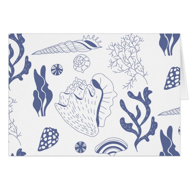 Cartão Padrão sem costura com conchas marinhas (Frente Horizontal)