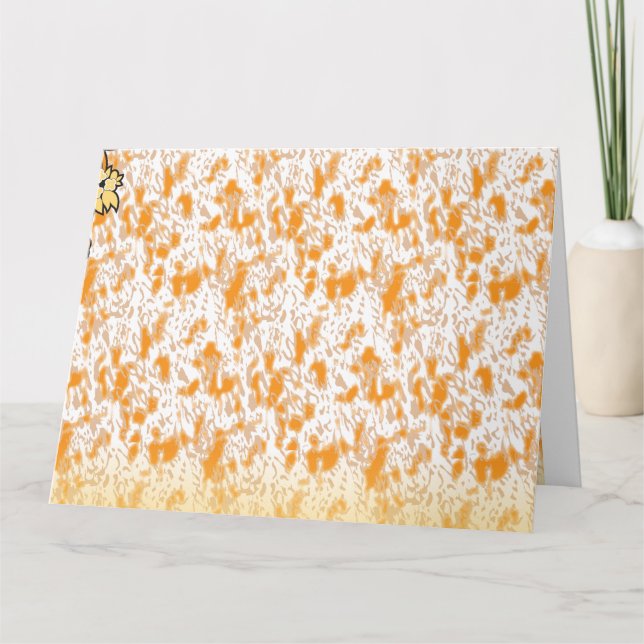 Cartão Padrão têxtil com laranja vibrante e dourado (Frente)