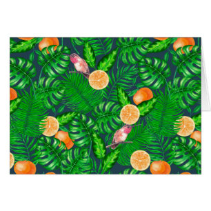 Cartão Padrão tropical, beija-flores