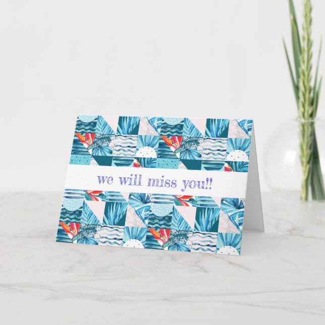 Cartão Padrão Tropical Teal Geométrico de Abstrato (Frente)