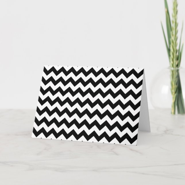 Cartão Padrão Zigzag preto e branco, padrão Chevron (Frente)