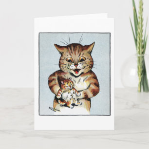 Cartão Padre Cat segurando um Kitten, Louis Wain