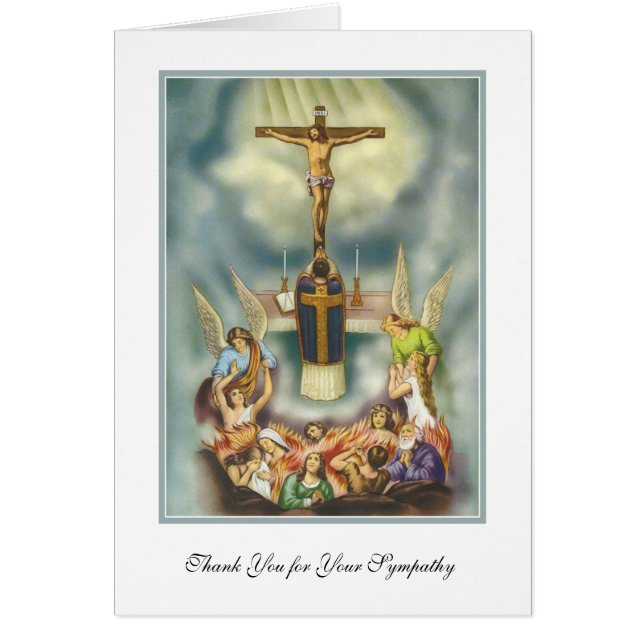 Cartão Padre Católico Oferecendo Condolências em Massa Ob (Frente)