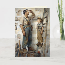 Cartão Padre e Filho A Olhar-Se