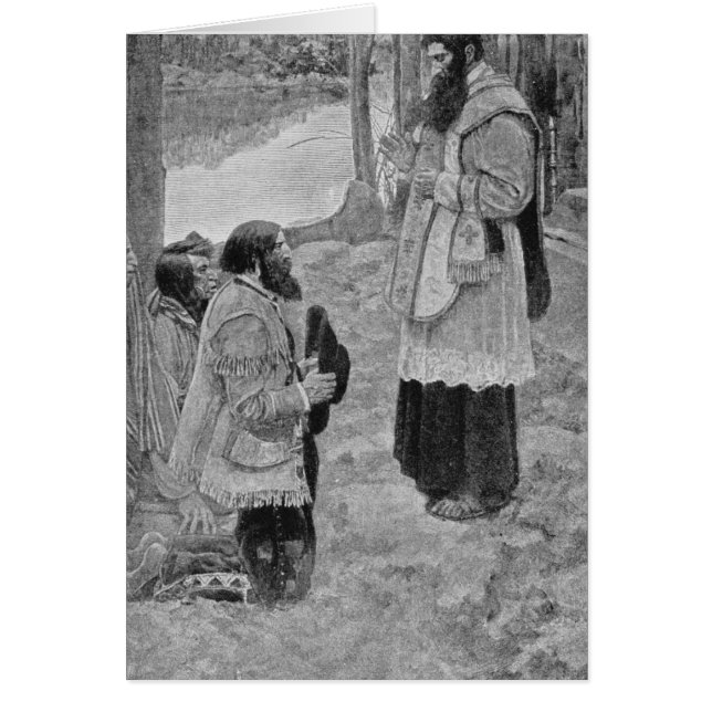 Cartão Padre Hennepin Celebrando a missa (Frente)