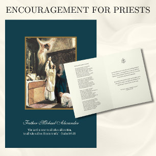 Cartão Padre Missa Católica Bendita Maria Altar