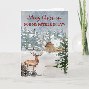Cartão Padre Rustic Cabin Woods Em Direito Feliz Natal
