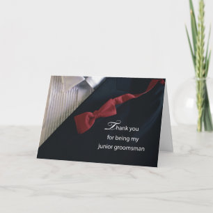 Cartão Padrinho de casamento Júnior, Obrigado com Red Ti