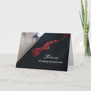 Cartão Padrinho de Casamento Obrigado com Gravata Vermelh