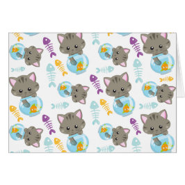 Cartão Padrões De Gatos, Gatos Cutes, Gatinhos, Peixes