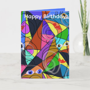 Cartão Padrões Geométricos Abstratos Surrealistas com Olh