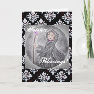 Cartão Pagan Bruxa do Criador de Neve Solstício de invern