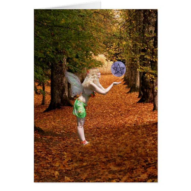 Cartão pagão feliz do país das fadas de Mabon (Frente)