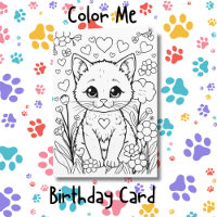 Página de Coloração de Gatos nas Flores | Aniversá
