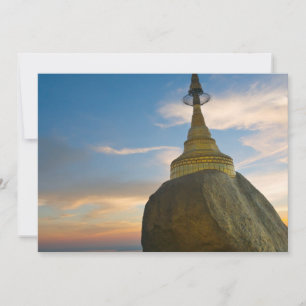 Cartão Pagode Kyaiktiyo ao pôr do sol
