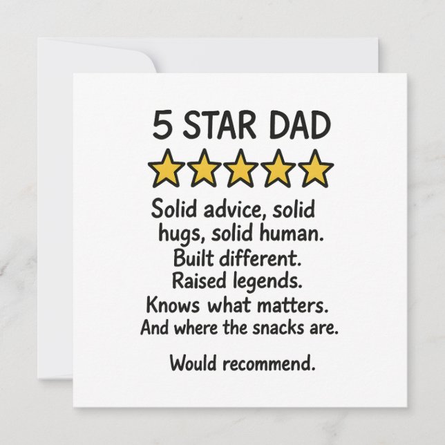 Cartão Pai 5 Estrelas  (Frente)
