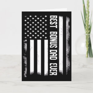 Cartão Pai Adotivo Bandeira Americana Vintage Melhor Pai