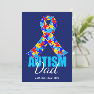 Cartão Pai Autismo Personalizado Fita Azul Dia dos Pais