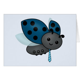 Cartão Pai Azul Ladybug em um Necktie