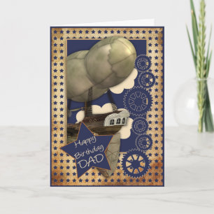 Cartão Pai Birthday Card Steampunk Airship