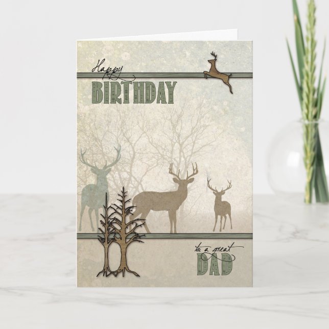 Cartão Pai Birthday Woodland Deer (Frente)