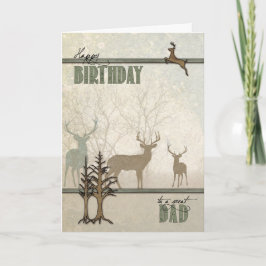 Cartão Pai Birthday Woodland Deer