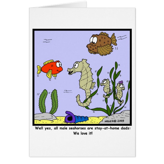 Cartão Pai caseiro do cavalo marinho (Frente)