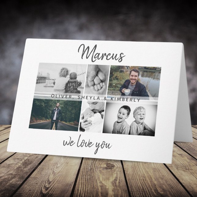 Cartão Pai com Crianças e Colagem de Fotos de Pai Familia (Criador carregado)