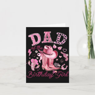 Cartão Pai da aniversariante vaqueira cor-de-rosa western