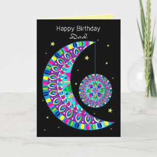 Cartão Pai de aniversário Caleidoscópio Abstrato Moon
