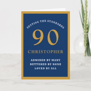 Cartão Pai de Aniversário Personalizado 90 Azul Dourado