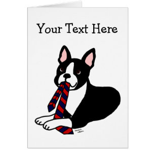 Cartão Pai de Boston Terrier com laço 2