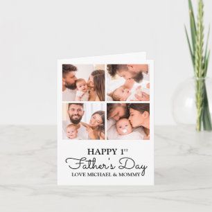 Cartão Pai de Colagem de Fotos Bonito Feliz Primeiro Dia