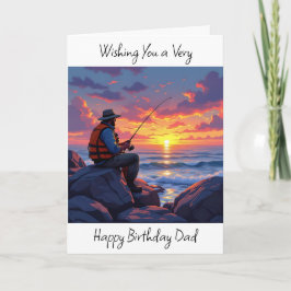 Cartão Pai de desejo feliz aniversário | Pesca ao pôr do