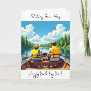 Cartão Pai de desejo feliz aniversário   Pesca do filho e