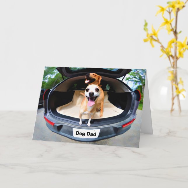 Cartão Pai de Dia de os pais de Cães Engraçados (Flor Amarela)