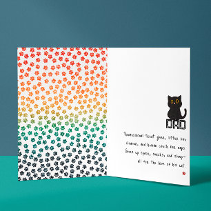 Cartão Pai de Gato Preto Divertido com Patas de Gato Simp