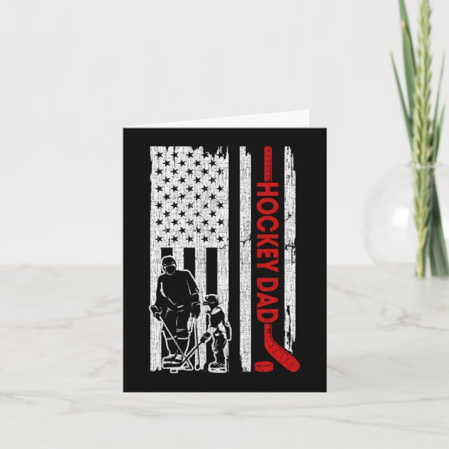 Cartão Pai de hóquei Bandeira Americana Presente do Dia d (Frente)