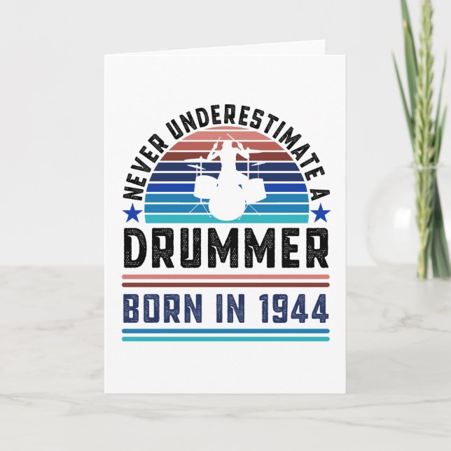 Cartão Pai de Presente de Drummer 1944 80 Birthday (Frente)