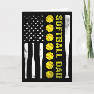 Cartão Pai de Softbol EUA Bandeira Americana Dia dos Pais