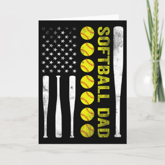 Cartão Pai de Softbol EUA Bandeira Americana Dia dos Pais
