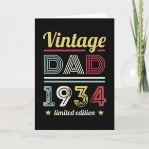 Cartão Pai de Vintage 1934 90 Birthday Gift Men Retro