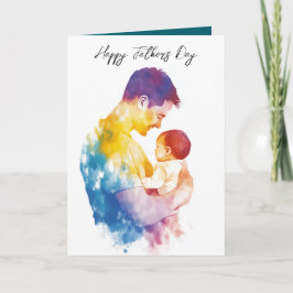 Cartão Pai e seu filho, dia de os pais de silhueta Dobran