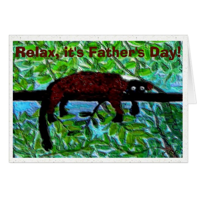 Cartão Pai Engraçado Red Lemur (Frente Horizontal)